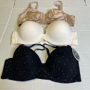42C Women’s Bra Bundle of 3 Cream Ambrielle, Tan Bali 3820, Black Lovely Curve